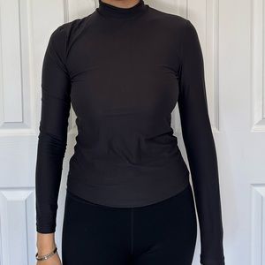Black Abercrombie & Fitch Soft Matte Seamless Long-Sleeve Mockneck Top